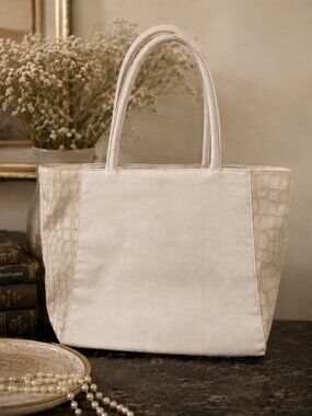 Estée Lauder Cream Croc Embossed Tote Bag